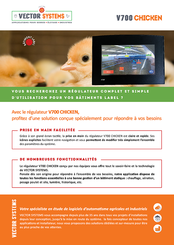 Régulateur batiment poulets chauffage aération pesage lumière V700 Chicken - Vector Systems